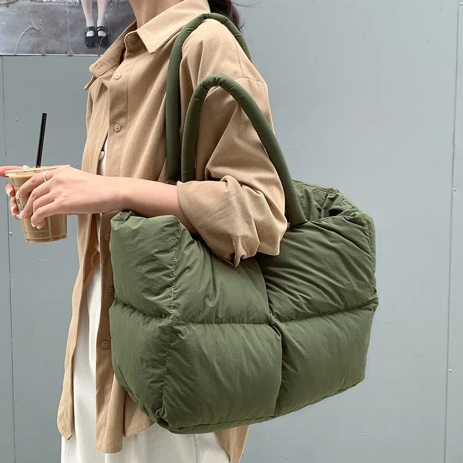 Luxury Bags Tote - Tas bahu wanita berbantalan katun, tas